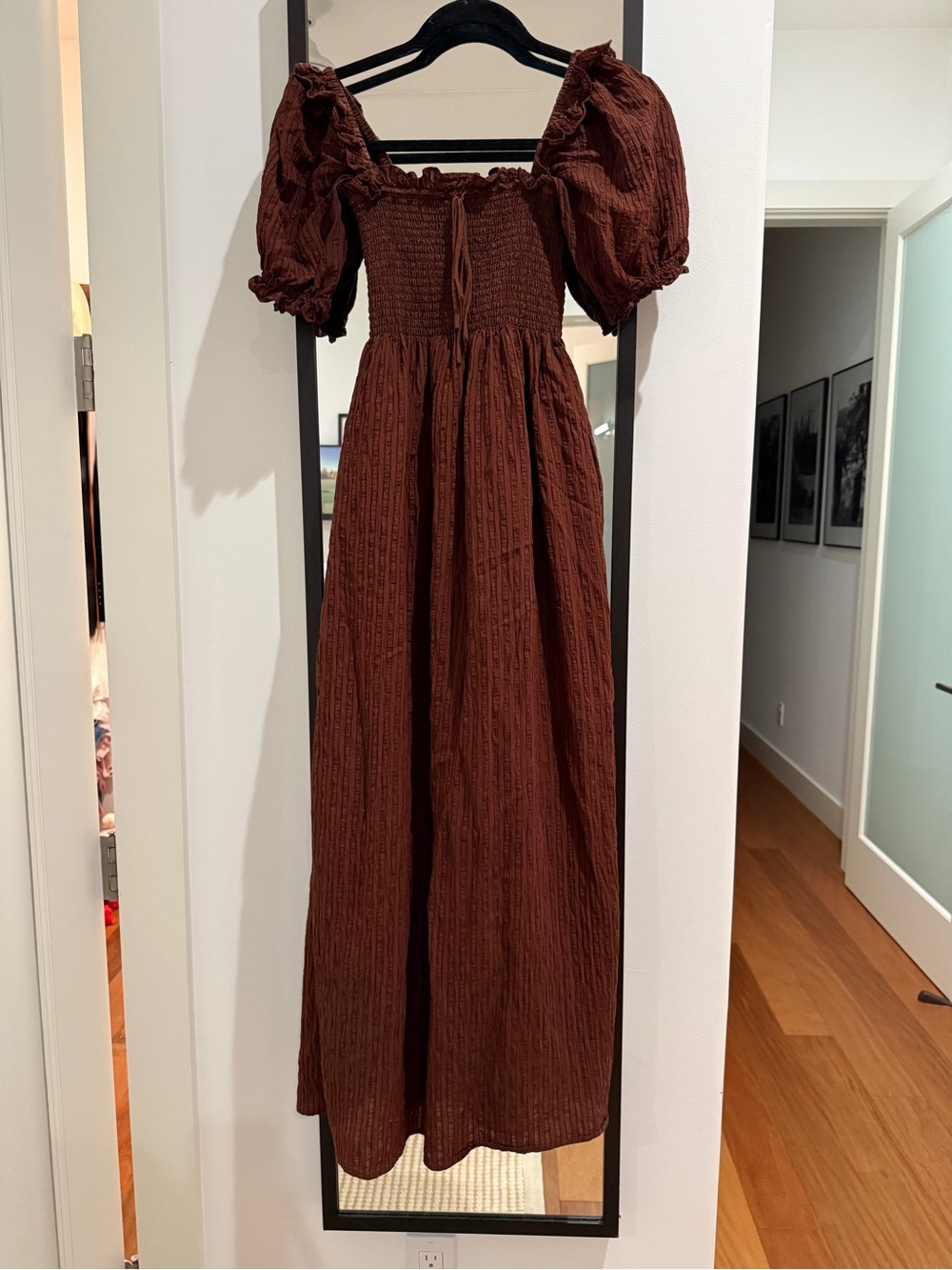 The Scarlett Nap Dress - Chocolate Tonal Seersucker
